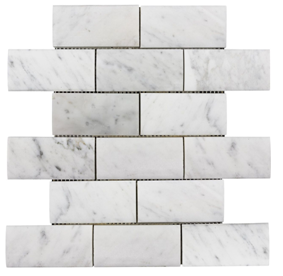 White and Grey Marble subway tile.
