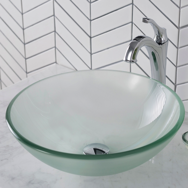 Glass Vessel Frosted Round 16x16 Sink